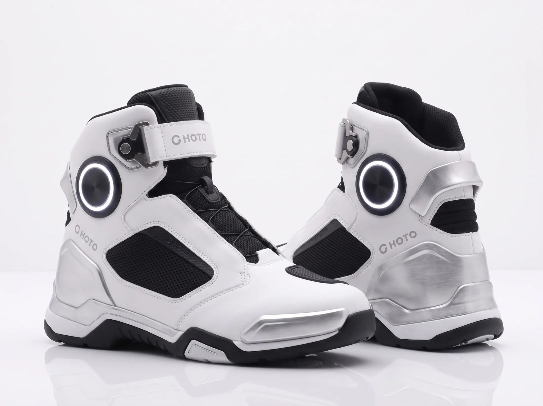 Baskets moto montantes blanches