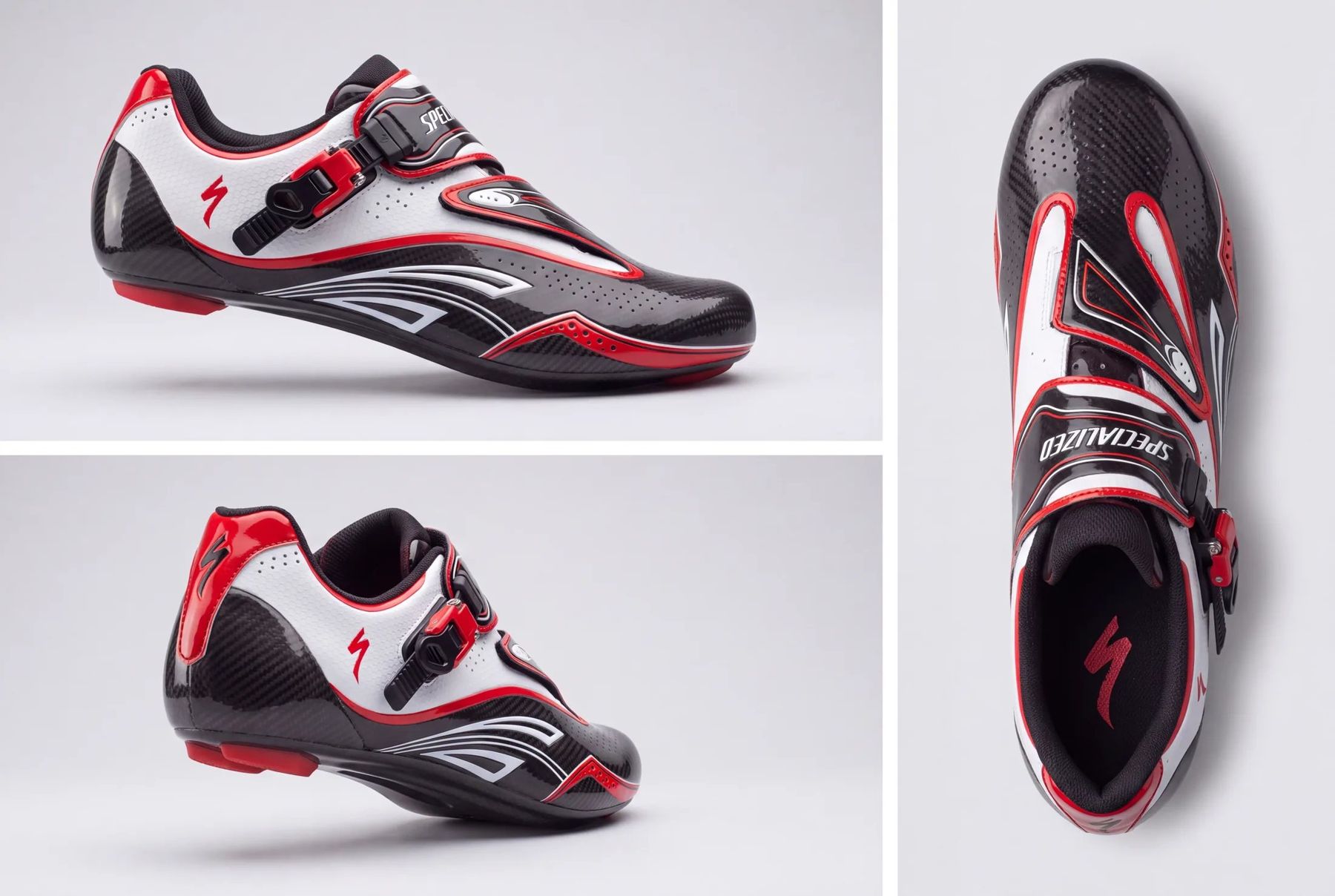 Chaussure sous trois angles : profil, trois quarts et dessus