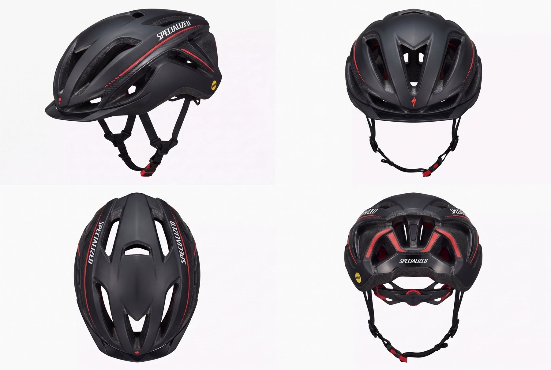 Casque vu de trois quarts, de face, de dessus et de dos