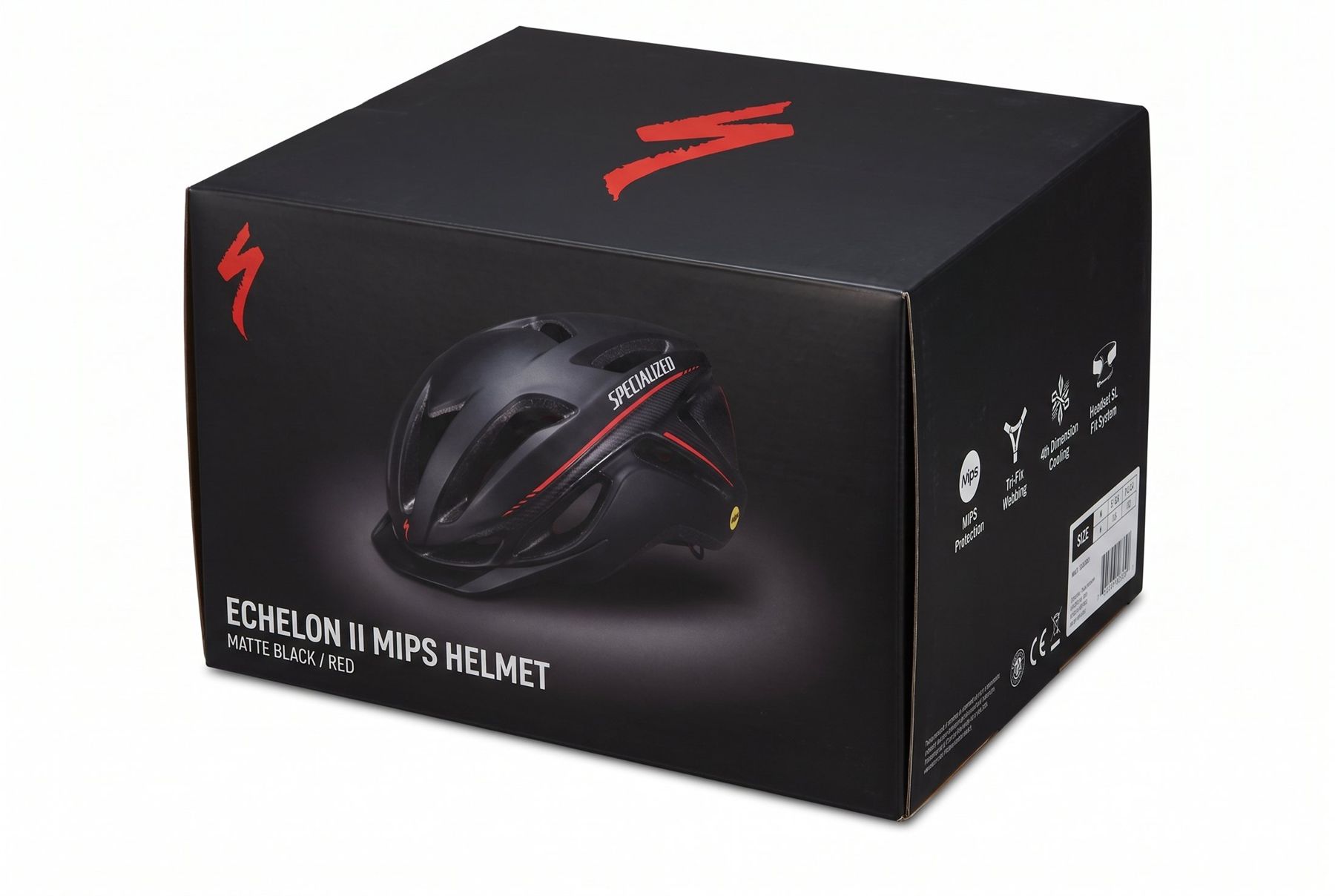 Boîte noire du casque avec photo du produit et logo rouge