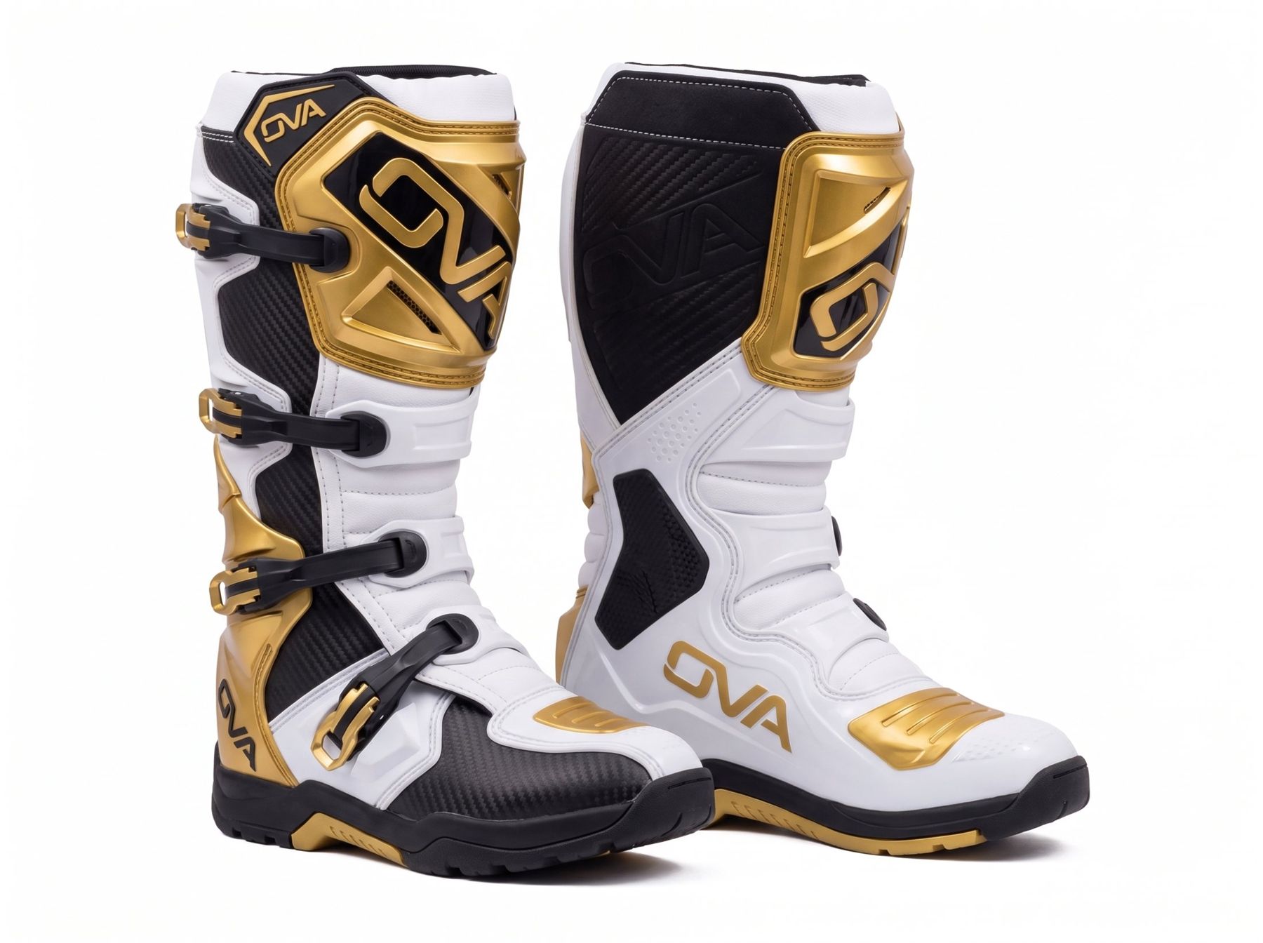 Bottes cross OVA blanches et or