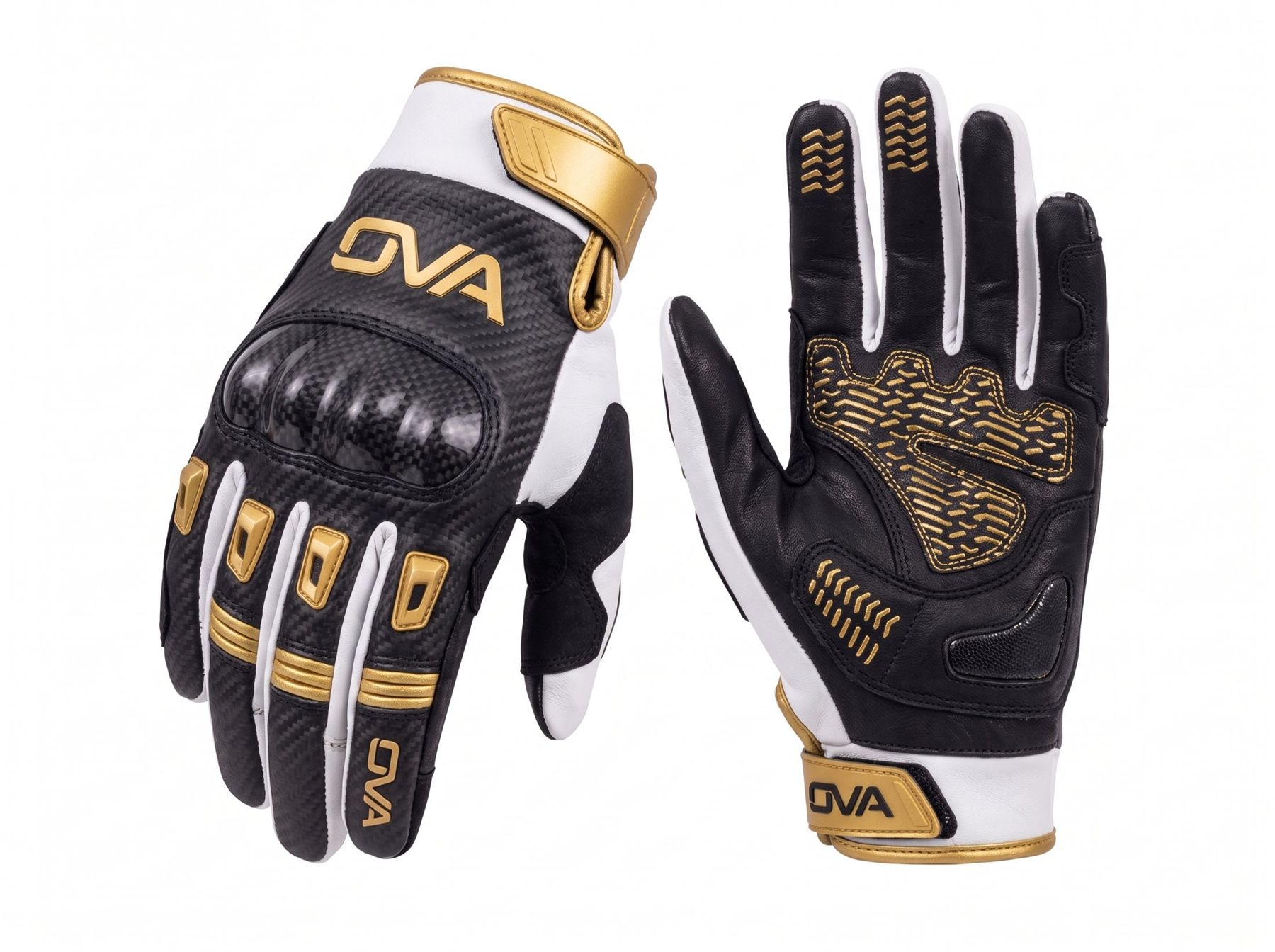 Gants cross OVA en carbone et or