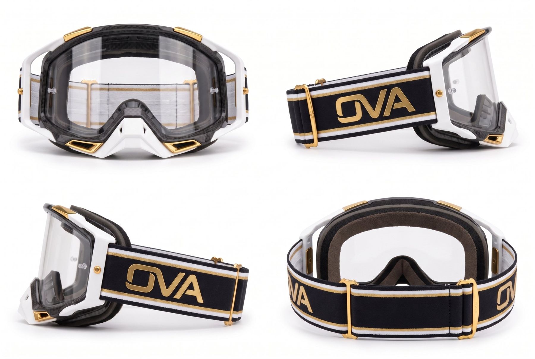 Masque cross OVA vu de face, des deux profils et de dos
