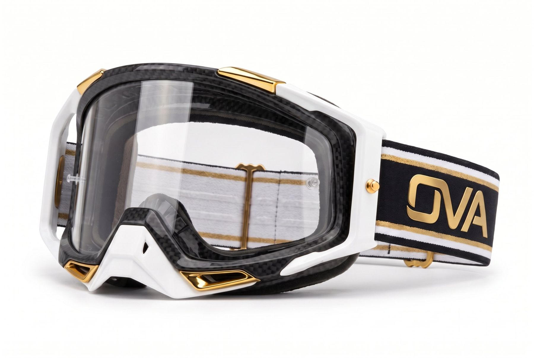 Masque cross OVA blanc, carbone et or