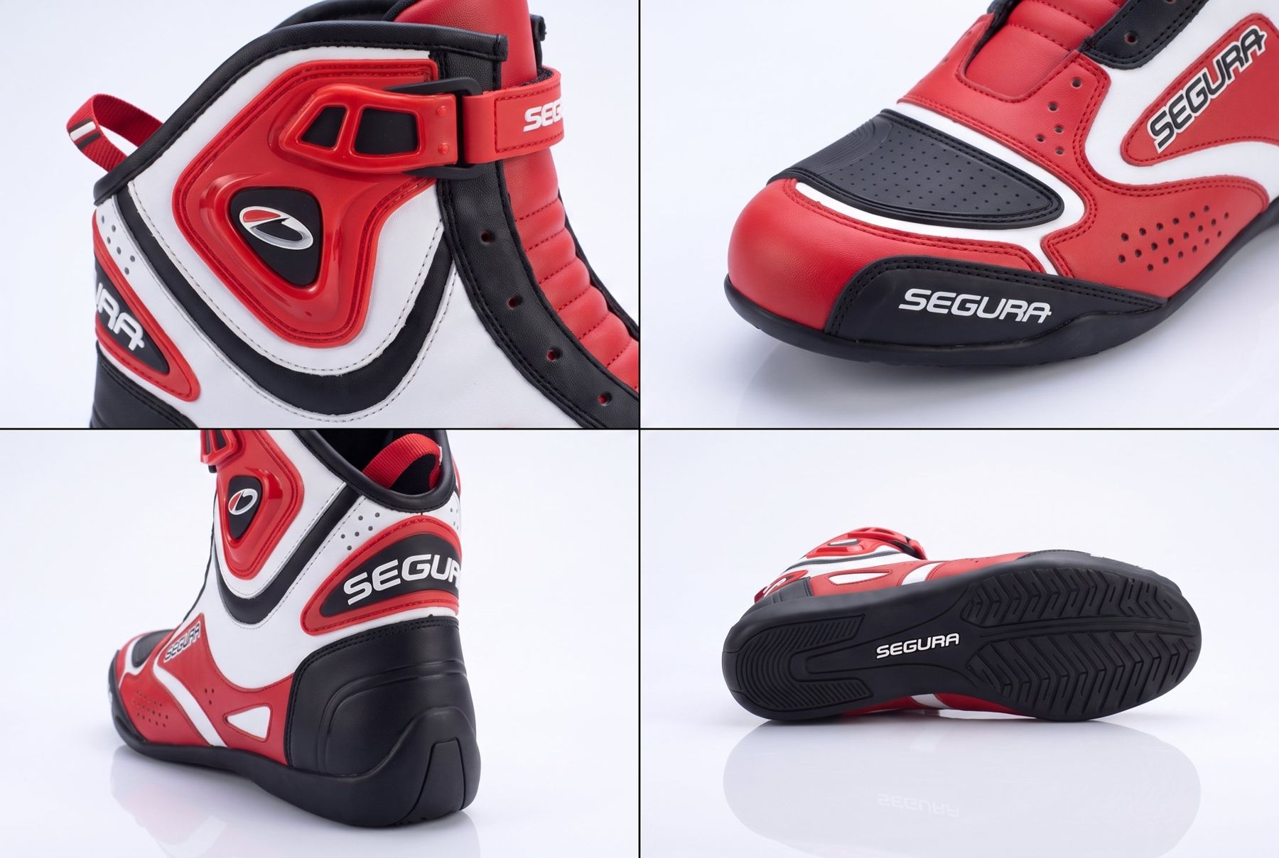 Détails de la chaussure Segura : coque de malléole, pointe, talon et semelle